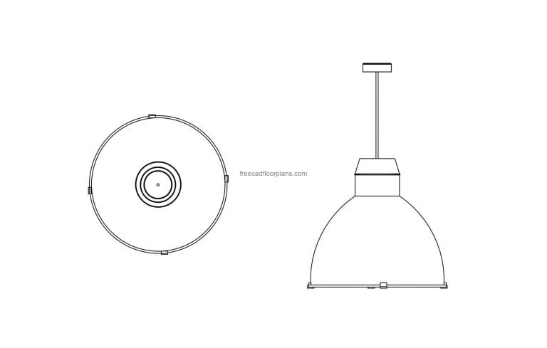 drawing of a hi bay light all 2d views cad block for free download