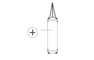 punching bag cad block drawing all 2d views elevation front, and plan views for free download