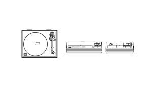 cad block dwg model of a record player, file with all 2d views plan, elevations and front views for free download