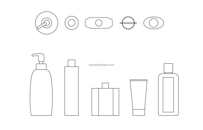 2d drawing of shampoo bottle all 2d views include cad block