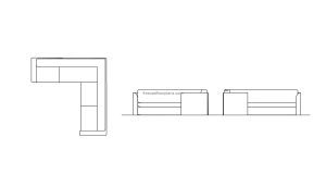 single corner sofa cad block plan and elevations dwg drawing for free download