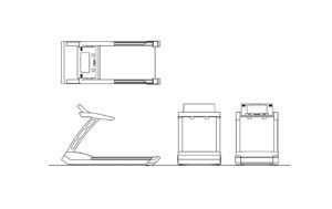 treadmill drawing cad block all 2d views with elevation and plan dwg model for free download