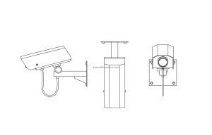 wall mount secutiry camera drawing front and elevation views cad block for free download