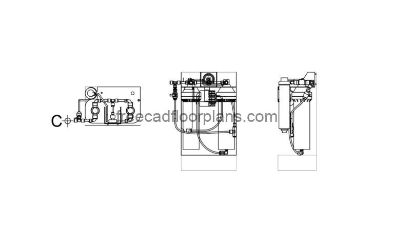 water purifier drawing in dwg cad block model elevations and plan views file for free download