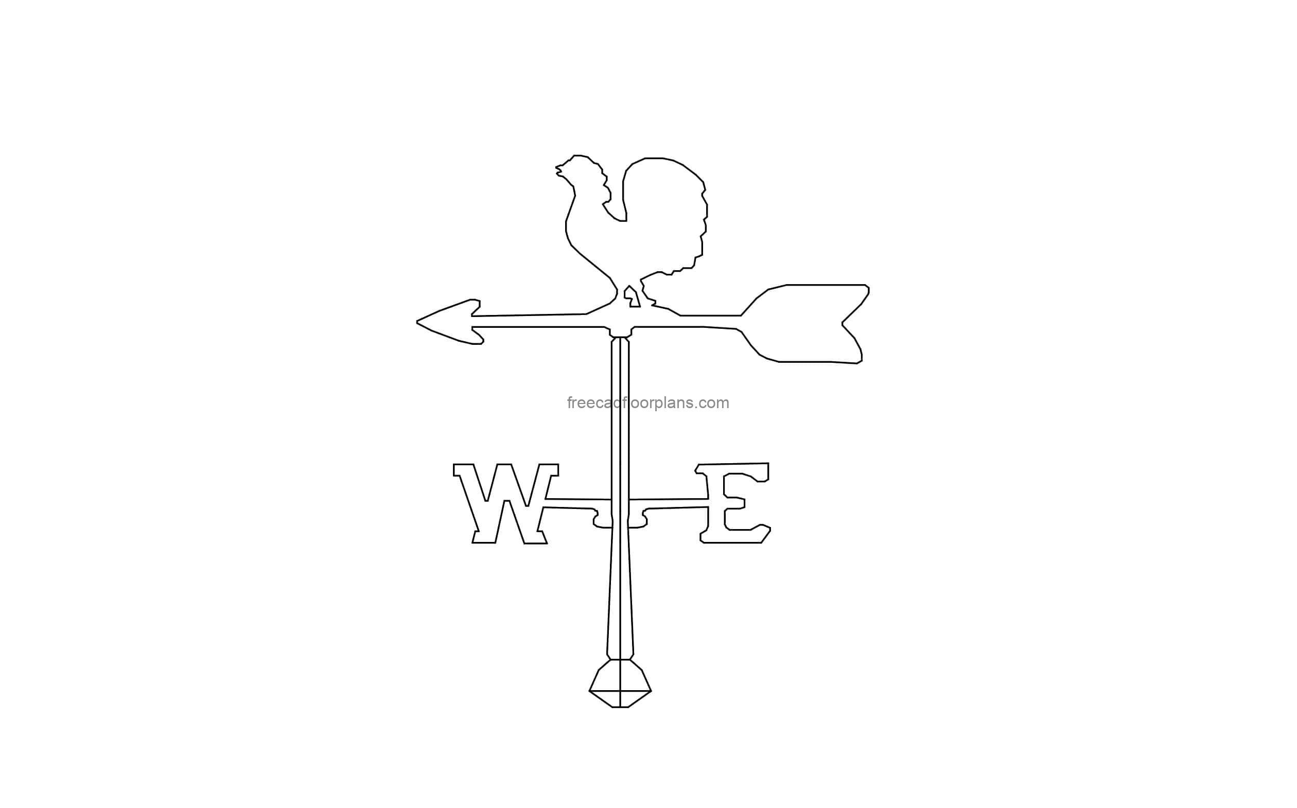 cad block 2d elevation view of a weathervane file for free download