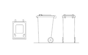 wheelie Bin 240 liters drawing all 2d views, plan and elevations views dwg file for free download