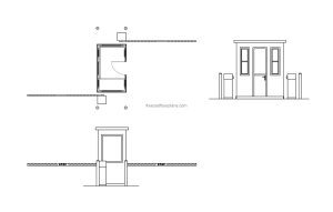 cad block drawing of a Parking Ticketing Booth 2d views plan and elevations, dwg format file for free download