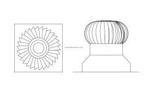 roof exhaust fan cad block drawing 2d views plan and elevations file for free download