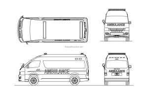ambulance cad block drawings elevations and plan 2 views dwg file model for free download