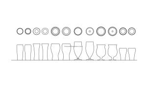 beer glass 2d cad block drawings plan and elevation file dwg format for free download