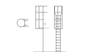 cat ladder cad block drawing 2d views, pland and elevations, dwg file for free download