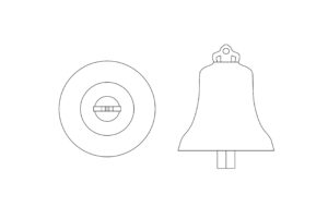 church bell dwg cad block drawing 2d views plan and elevation file for free download