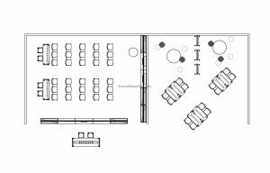 autocad drawing of conference hall plan distribution 2d view, dwg file for free download