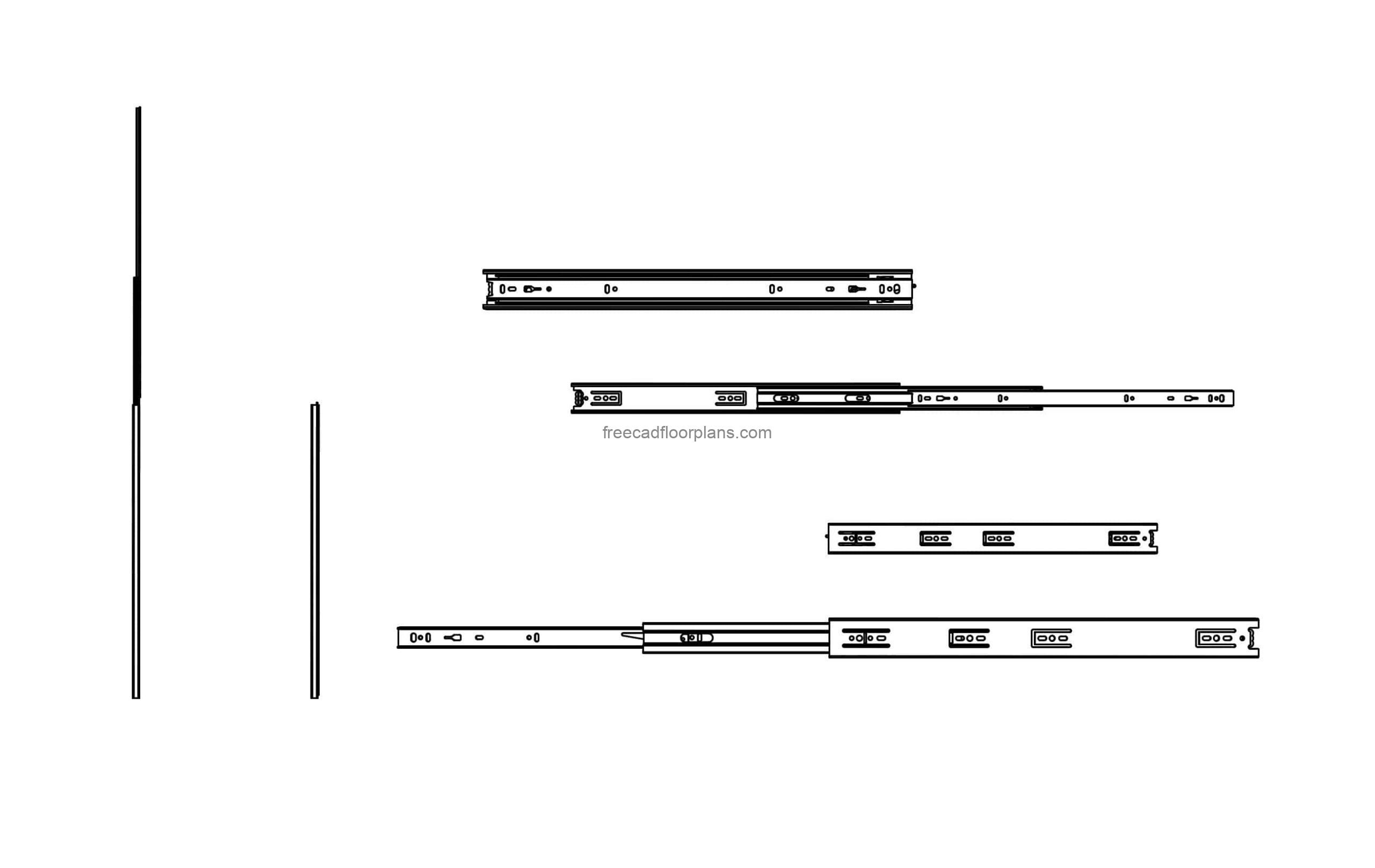 drawer slides cad block 2d drawing all 2d views dwg file for free download