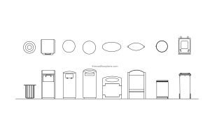 indoor dustbins cad block drawing 2d views plan and elevations dwg file for free download