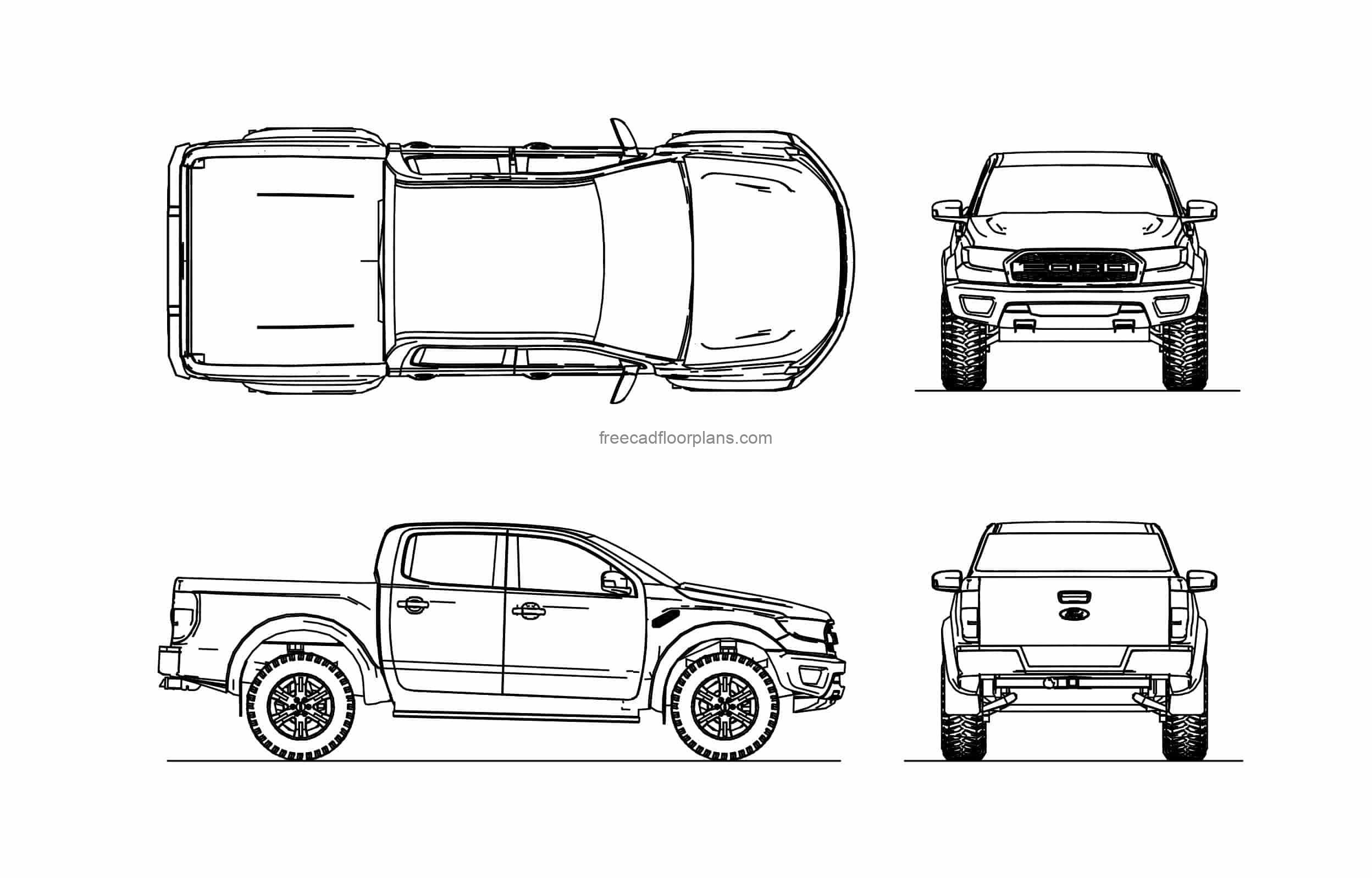 ford raptor truck cad block drawing all 2d views included file for free download