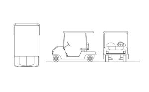 golf cart autocad drawing 2d plan and elevations dwg file for free download