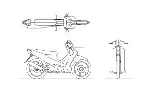 honda scooter autocad drawing cad block 2d views plan and elevations free file for download