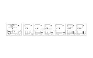 autocad drawing of differents designs of kitchen tablets with cabinets, plan and side views dwg file 2d for free download