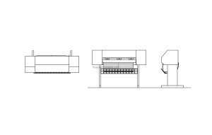 autocad block drawing of a large printer 2d views, plan and elevations file for free download
