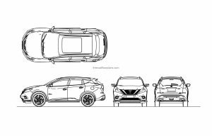 nissan murano autocad block drawing plan and elevations 2d views dwg file for free download