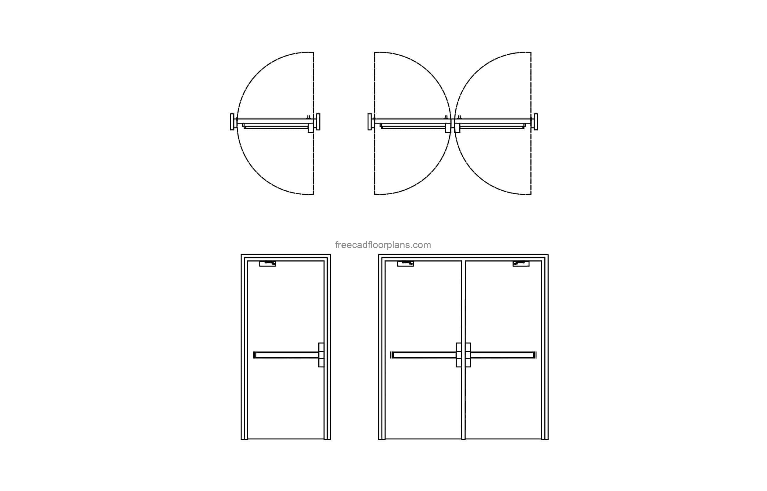doors with panic bar cad block drawing all 2d views file for free download dwg format