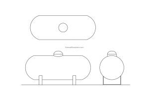 2d cad block drawing of a propane gas tank, 2d views plan and elevations, file available for free download