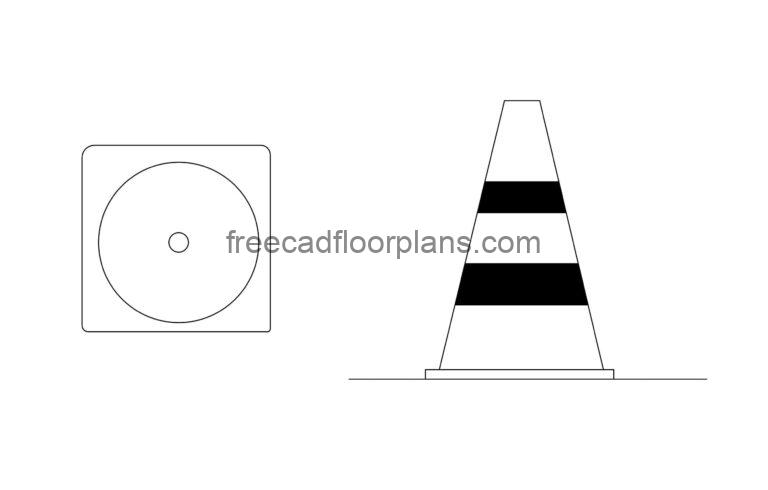 Safety Cone, Free AutoCAD Block