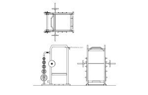 squat rack autocad drawing plan and elevations 2d views, dwg file for free download