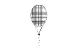 autocad drawing of a tennis racket plan and elevations views 2d, dwg file for free download