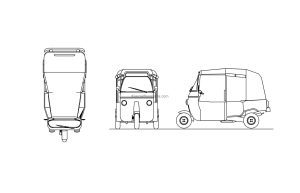 tricycle cad block drawing 2d views for free download