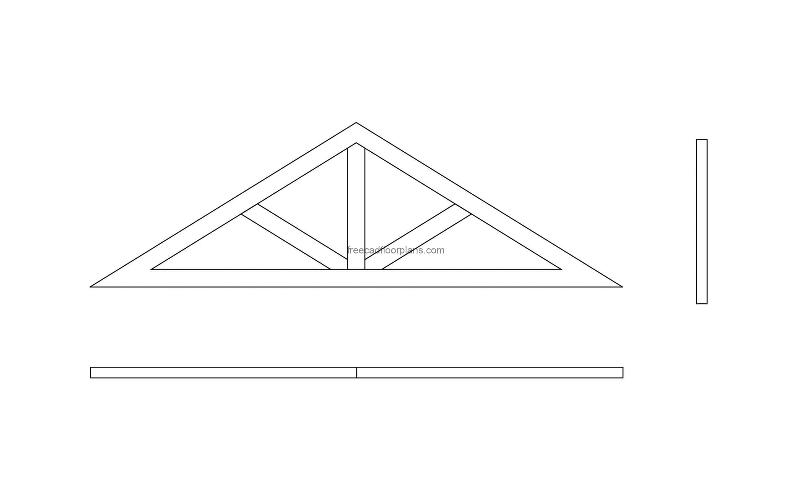 truss king post autocad drawing cad block plan and elevations views dwg file for free download