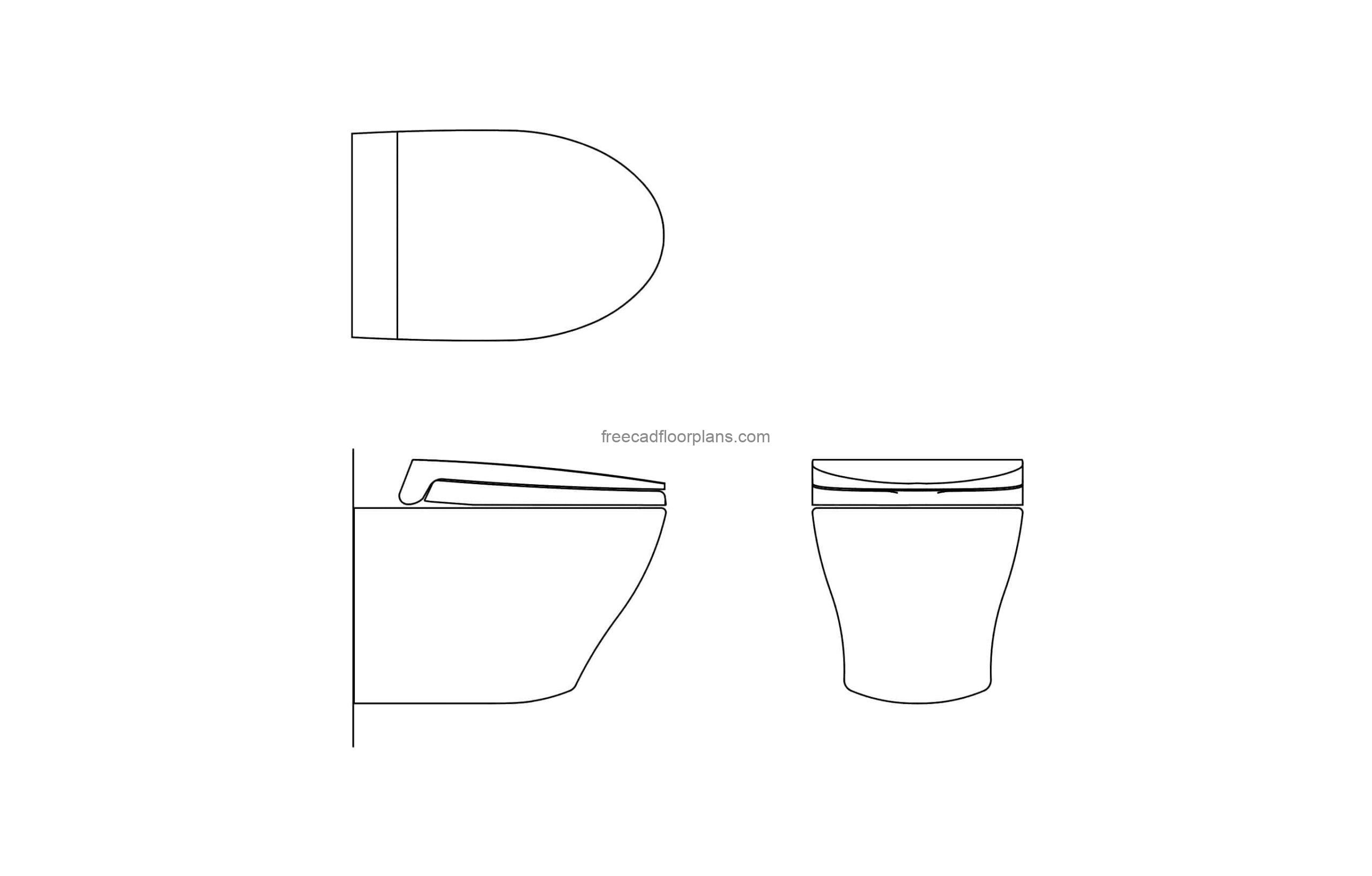 wall hung toilet cad block 2d drawing all 2d views file for free download
