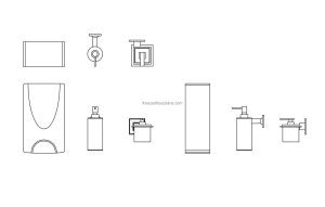 wall mounted soap dispenser cad block drawing all 2d views, elevation and plan dwg model file for free download