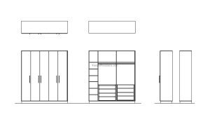 dwg file cad block of a wardrobe locker drawing, 2d views plan and elevations file for free download