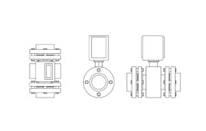 Electromagnetic flow meter cad block 2d drawings plan and elevations dwg file for free download