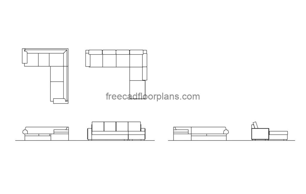 L-Shaped Couch - Free CAD Drawings