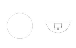 autocad drawing of a Recessed dome CCTV camera 2d plan and elevation views, dwg file for free download