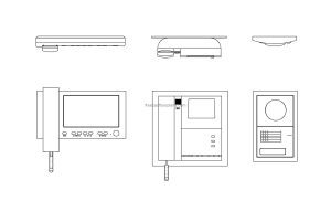 dwg cad block of different intercom system, 2d views plan and elevations dwg file for free download