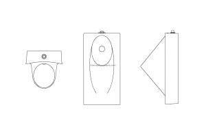 kohler urinal autocad drawing plan and elevations 2d views, dwg file for free download