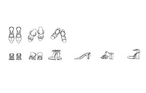 autocad drawing 2d views, ladies shoes, plan and elevations dwg file for free download