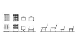 lawn chairs autocad drawing plan 2d views and elevations, dwg file for free download