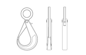 lifting hook cad block drawing plan and side elevations 2d views dwg file for free download