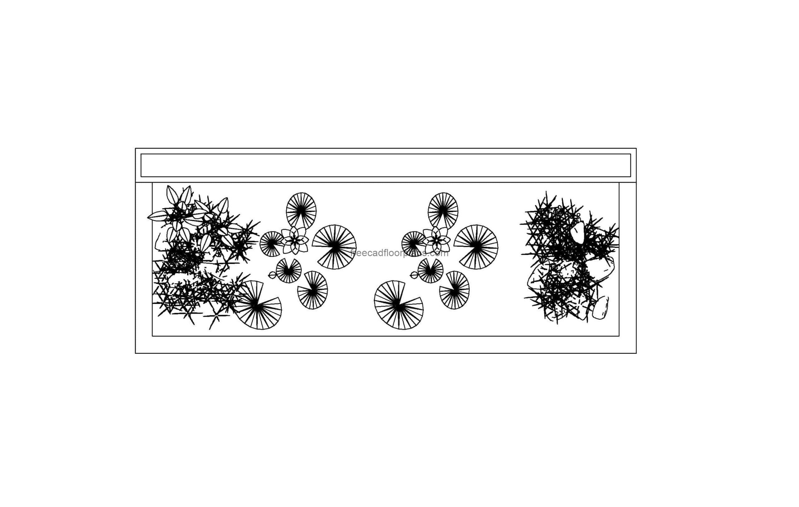 autocad drawing of a lily pond for a gardem plan 2d views, dwg file for free download