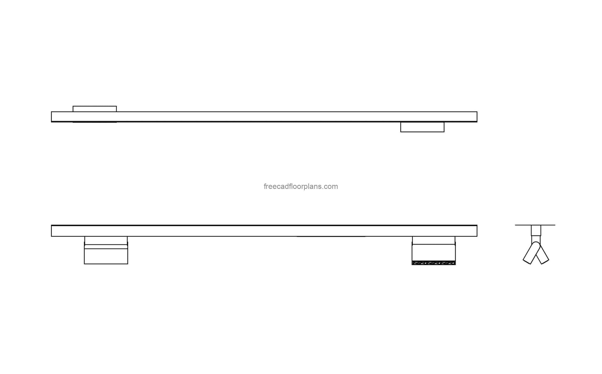 magnetic track light autocad drawing cad block with 2d views plan and elevations for free download