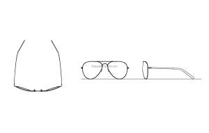 sunglasses autocad drawing 2d views plan and elevations, dwg file for free download