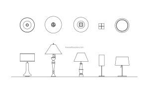 table lamps autocad drawing dwg file plan and elevations 2d views for free download