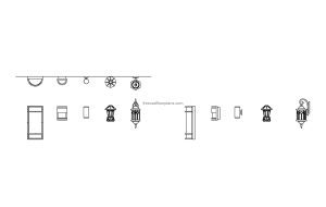 wall lamps autocad drawin 2d plans and elevations views dwg file for free download
