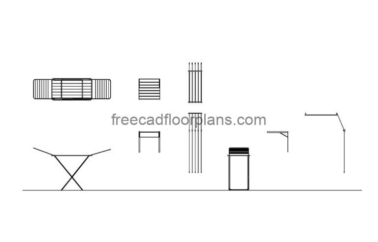 Clothes Drying Rack, AutoCAD Block
