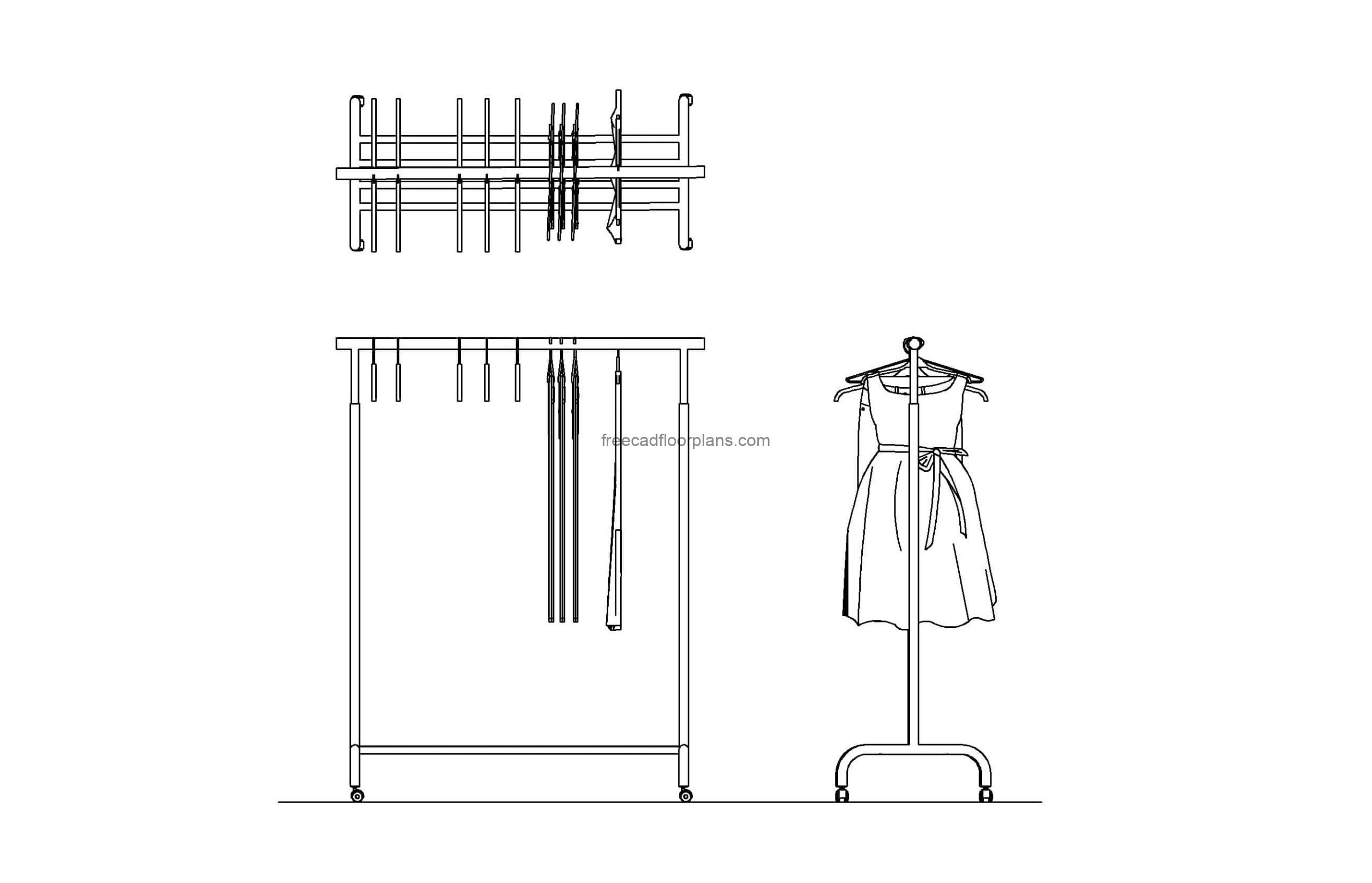 Clothing Rack Free CAD Drawings